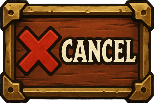 Cancel Button for medeivel concept.
In-Game asset.  2d.  High contrast.  No shadows