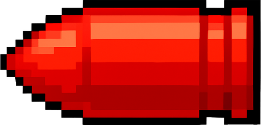 kırmızı pixel art bir mermi.
In-Game asset.  2d.  High contrast.  No shadows