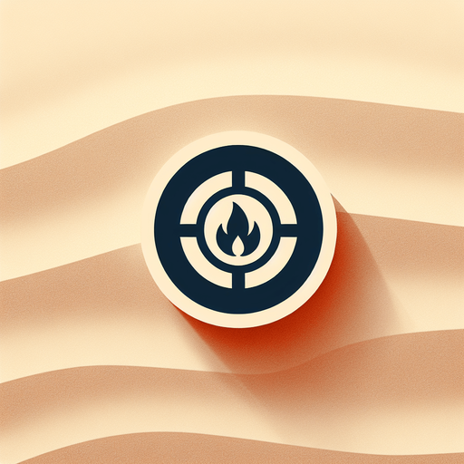 Minimal Ui icon of target sign on a fire icon..
sand background