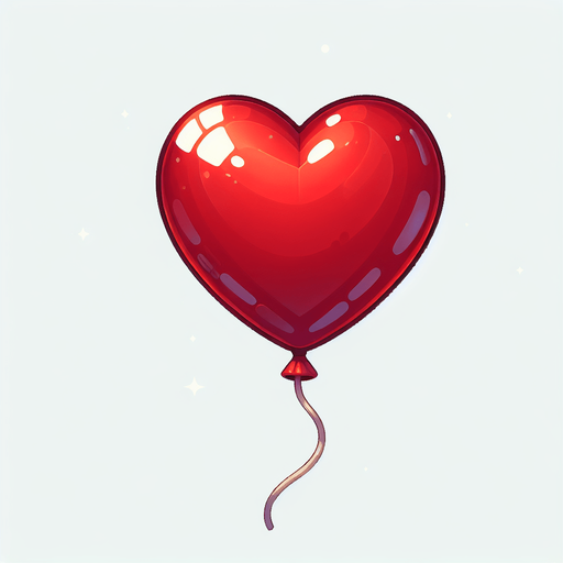 Red heart shaped balloon.
Single Game Texture.  In-Game asset.  2d.  Blank background.  High contrast.  No shadows