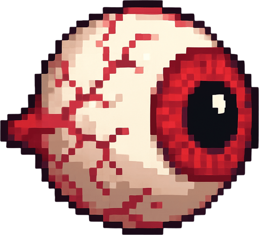 Pixel art 2 d high quality red eyeball. side wiev
In-Game asset.  2d.  High contrast.  No shadows