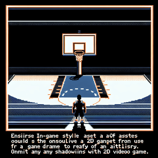 background of a basketball court seen from the perspective of a player. pixelated. 8 bit.
Single Game Texture. In-Game asset. 2d. Blank background. High contrast. No shadows.