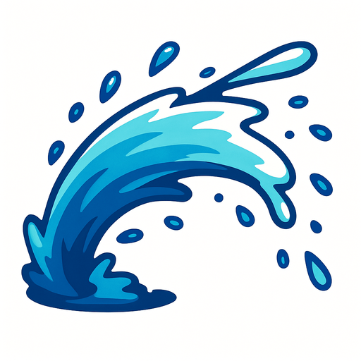 Water spraying forward
In-Game asset.  2d.  High contrast.  No shadows