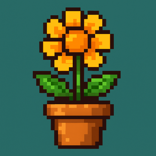 Maceta con una flor, pixel art metal slug.
In-Game asset.  2d.  High contrast.  No shadows