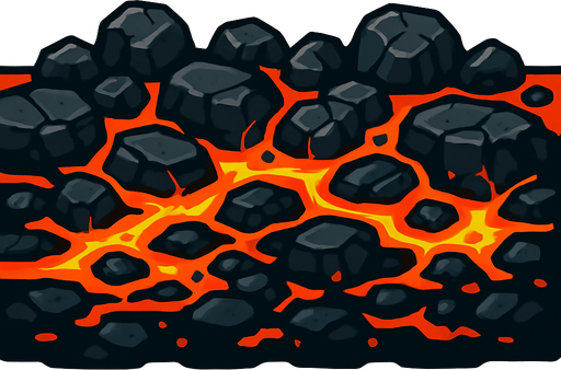 Volcanic rocks for a ground.
In-Game asset.  2d.  High contrast.  No shadows