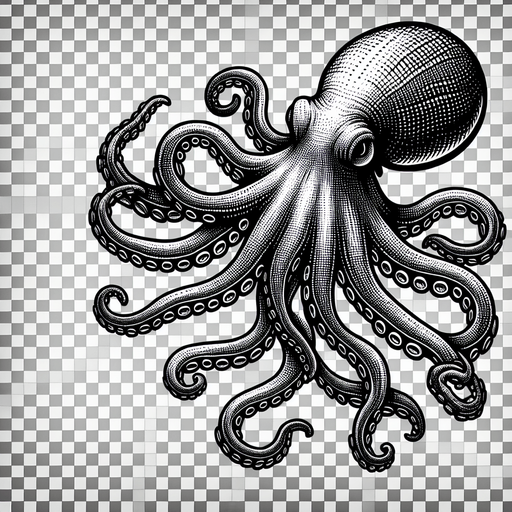 octopus.
Single Game Texture.  In-Game asset.  2d.  Blank background.  High contrast.  No shadows