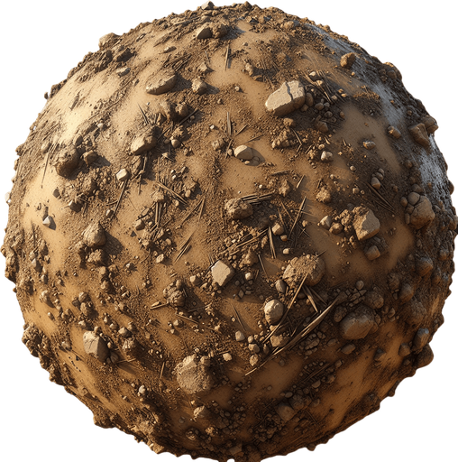 Mud ground.
Single Game Texture.  In-Game asset.  2d.  Blank background.  High contrast.  No shadows