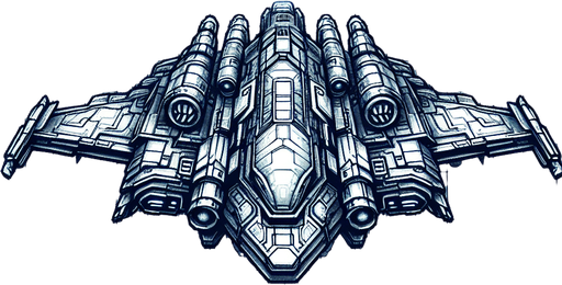 alien spaceship heading down.
Single Game Texture. In-Game asset. 2d. Blank background. High contrast. No shadows.