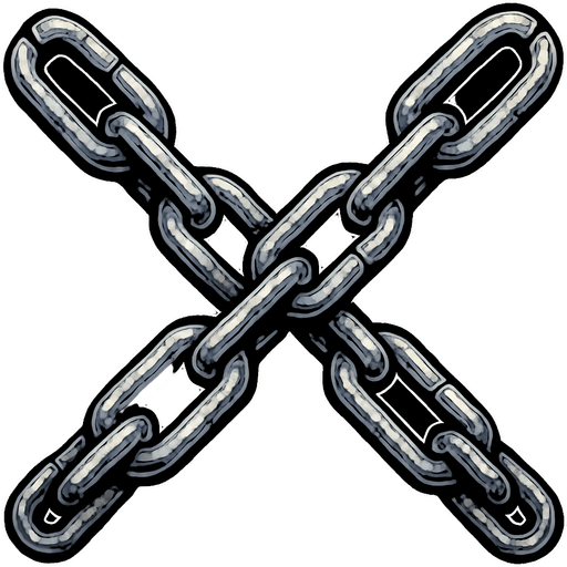 Metal chains in x shape.
In-Game asset.  High contrast.  No shadows