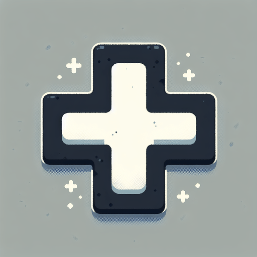 A plus sign.
Single Game Texture. In-Game asset. 2d. Blank background. High contrast. No shadows.