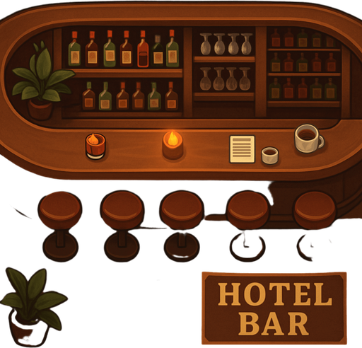 hotel bar top view.
In-Game asset