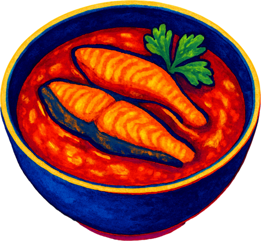 A bowl of fish curry.