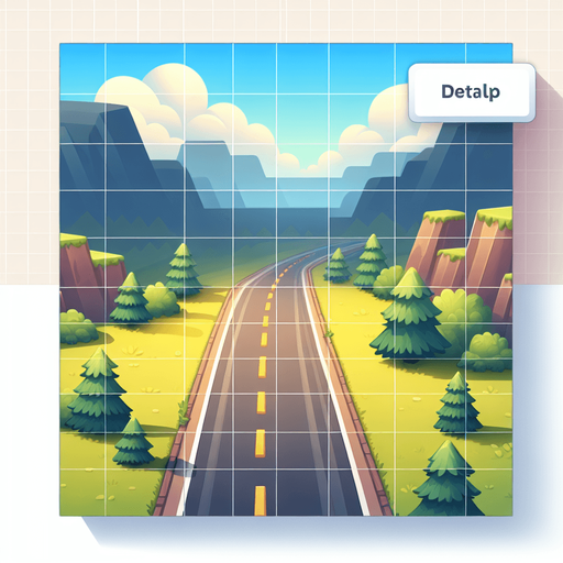 Beautiful road.
Single Game Texture. In-Game asset. 2d. Blank background. High contrast. No shadows.
