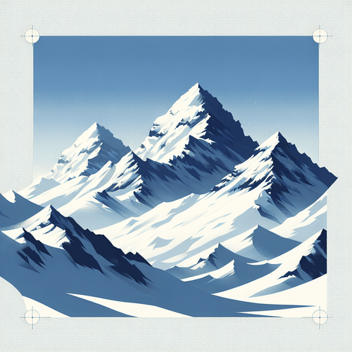 snowy mountains.
Single Game Texture.  In-Game asset.  2d.  Blank background.  High contrast.  No shadows