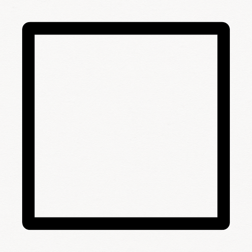 A square, black borders, white fill, 2D, no rounded borders, flat..
In-Game asset.  2d.  High contrast.  No shadows