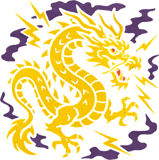 Dragon jaune du tonnerre et du vide.
In-Game asset.  2d.  High contrast.  No shadows