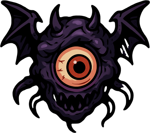 2d mysterious and scary flying eye character's head.
In-Game asset.  2d.  High contrast.  No shadows