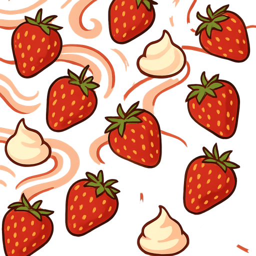 Fond d'écran crème a la fraise.
In-Game asset.  2d.  High contrast.  No shadows