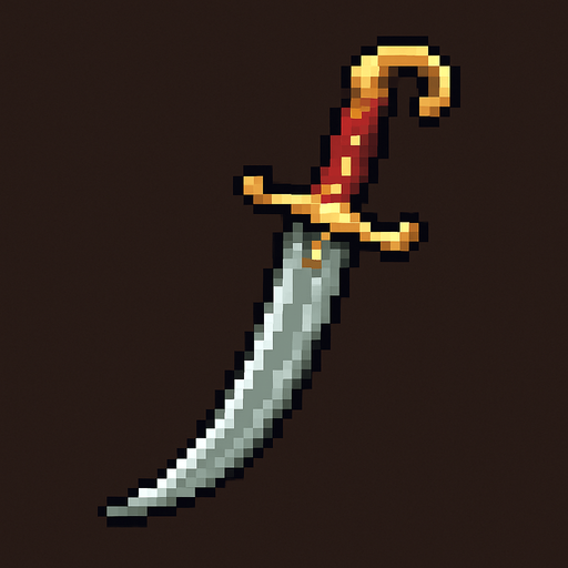 pixel ottoman dagger.
In-Game asset.  2d.  High contrast.  No shadows