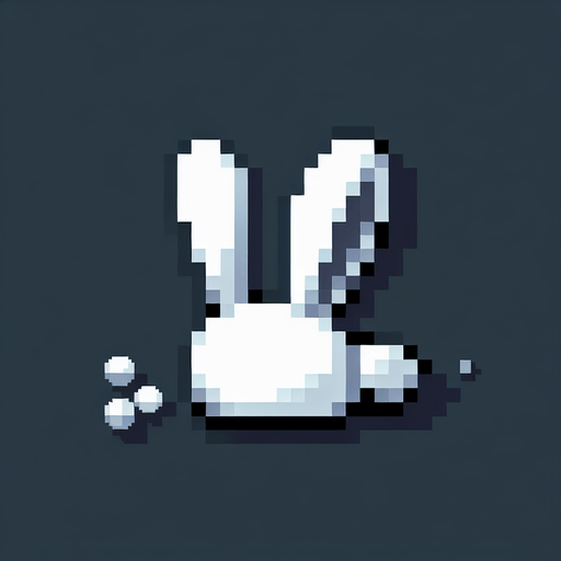 A minimalist simple pixel art rabbit ear. White floppy ear, no rabbit, disconnect rabbit ear asset.
Single Game Texture. In-Game asset. 2d. Blank background. High contrast. No shadows.