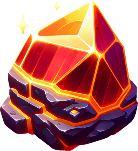 One rare ore.
Single Game Texture. In-Game asset. 2d. Blank background. High contrast. No shadows.