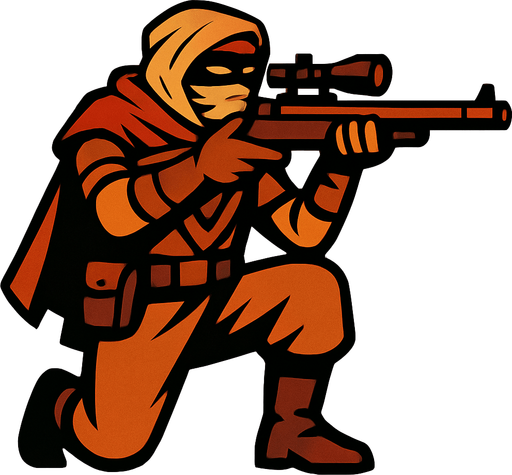 Çöl haydut sniper.
In-Game asset.  2d.  High contrast.  No shadows