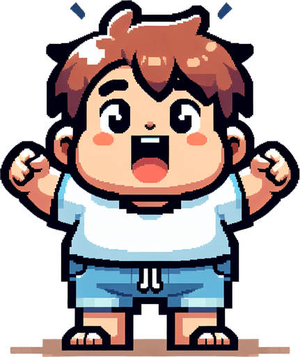 fat boy.
Single Game Texture. In-Game asset. 2d. Blank background. High contrast. No shadows. 8bit. no background.