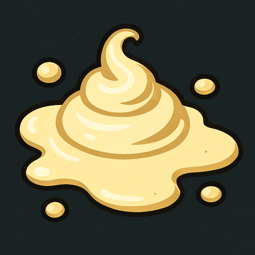 Dökülmüş mayonez.
In-Game asset.  2d.  High contrast.  No shadows