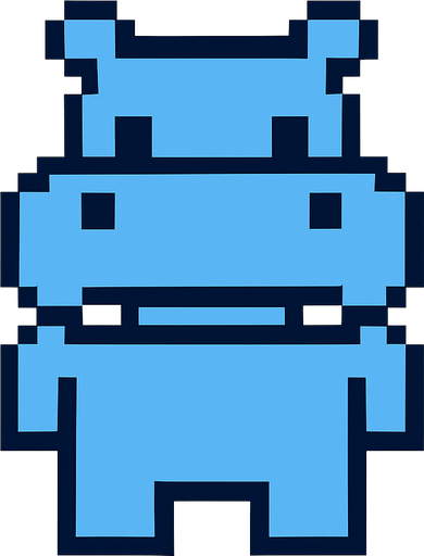 Hippo 8 bit.
In-Game asset.  2d.  High contrast.  No shadows