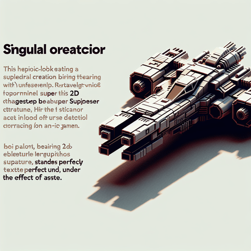 A hero space ship with cannon looking upwards.
Single Game Texture. In-Game asset. 2d. Blank background. High contrast. No shadows.