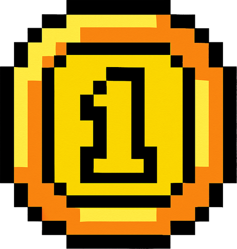 pixel coin.
In-Game asset.  2d.  High contrast.  No shadows