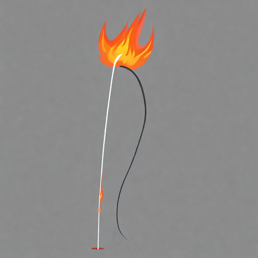 FLAMING NEEDLE. No background. Transparent background. Blank background. No shadows. 2d. In-Game asset. flat
