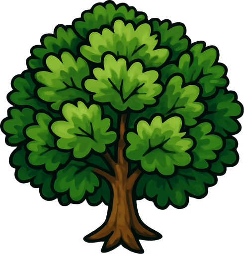tree.
In-Game asset.  2d.  High contrast.  No shadows. Top down view