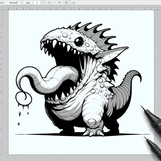 Long tail, big tongue.
Single Game Texture. In-Game asset. 2d. Blank background. High contrast. No shadows.