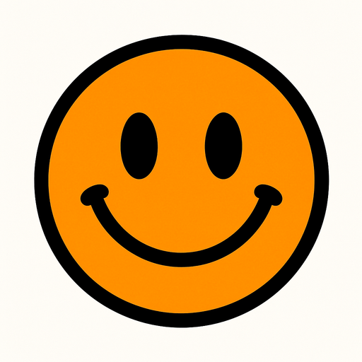 Orange smiley ball.
In-Game asset.  2d.  High contrast.  No shadows