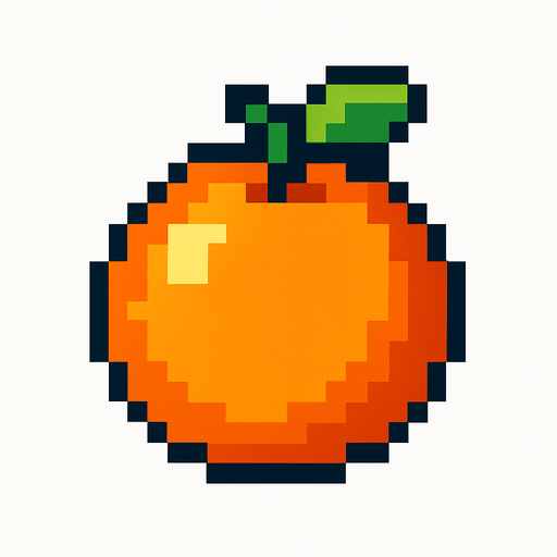 8 bit orange.
In-Game asset.  2d.  High contrast.  No shadows