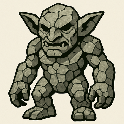 taş goblin.
In-Game asset.  2d.  High contrast.  No shadows
