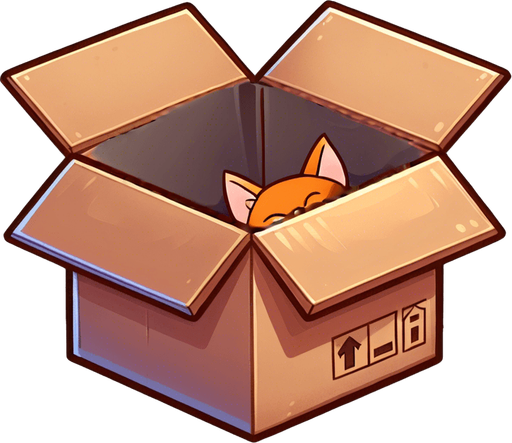 Cute cartoon line art ginger cat peeking from a box