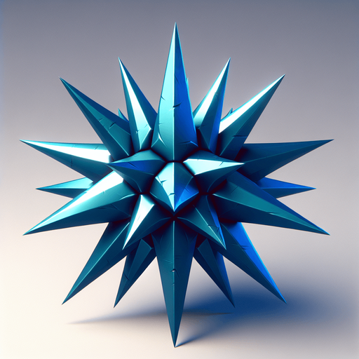small star shape, vivid metallic blue, varying length spikes on star.
Single Game Texture. In-Game asset. 2d. Blank background. High contrast. No shadows.