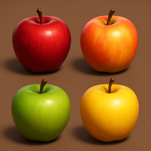 Pack of different Apples, 3D Apples, without black lines around it!
In-Game asset.  High contrast.  No shadows. 3D