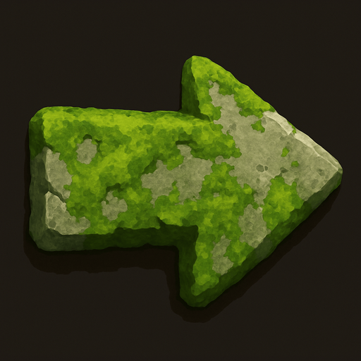 The arrow indicator could have a more authentic look—for example, a stone texture covered with moss, with slightly faded colors..
In-Game asset.  2d.  High contrast.  No shadows