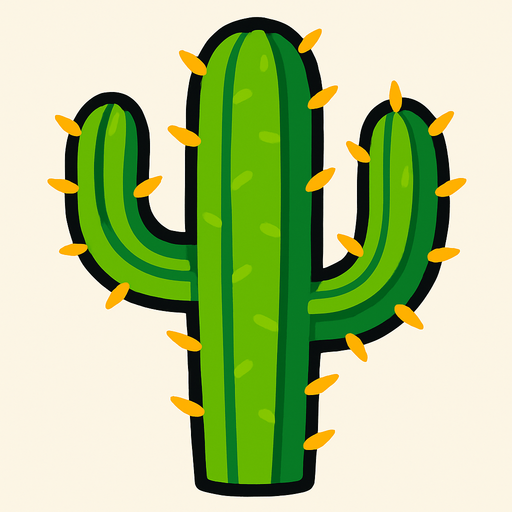 cactus 2d.
In-Game asset.  2d.  High contrast.  No shadows