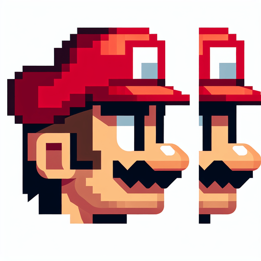 sağa doğru bakan marıo.
Single Game Texture. In-Game asset. 2d. Blank background. High contrast. No shadows.