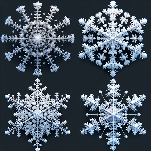 Photorealistic snowflakes.
Single Game Texture. In-Game asset. 2d. Blank background. High contrast. No shadows.