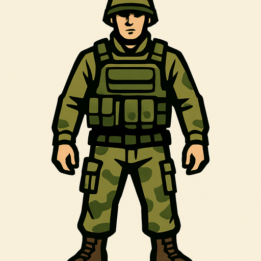 soldier without weopen.
In-Game asset.  2d.  High contrast.  No shadows