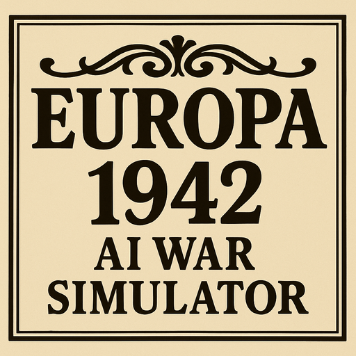 una imagen con un titulo (EUROPA 1942:AI WAR SIMULATOR) CON EL ESTILO DE VICTORIA 2.
In-Game asset.  2d.  High contrast.  No shadows