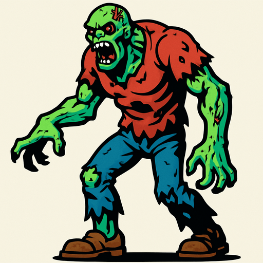 Un zombie gigante.
In-Game asset.  2d.  High contrast.  No shadows