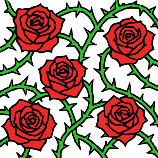 Fond d'écran roses epineuses.
In-Game asset.  2d.  High contrast.  No shadows