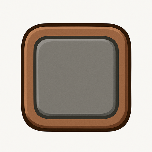 Grey and brown square with tight round corners, shaded, hyper casual game. Single Game Texture. In-Game asset. 2d. Blank background. High contrast. No shadows.