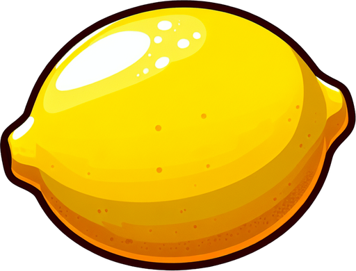 lemon fruit cartoon style.
Single Game Texture.  In-Game asset.  2d.  Blank background.  High contrast.  No shadows